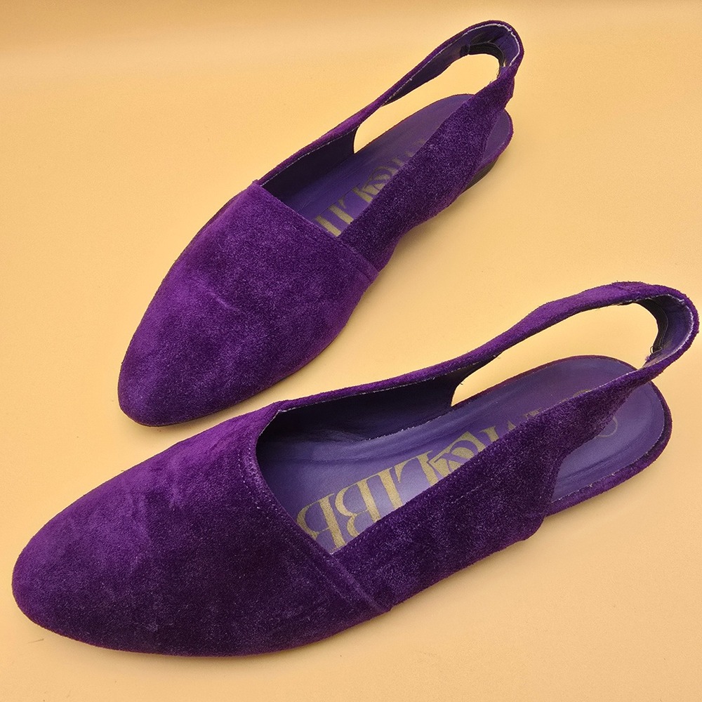 Sam & Libby Purple Suede Slingback Flats Pointed Toe Shoes Womens 9B